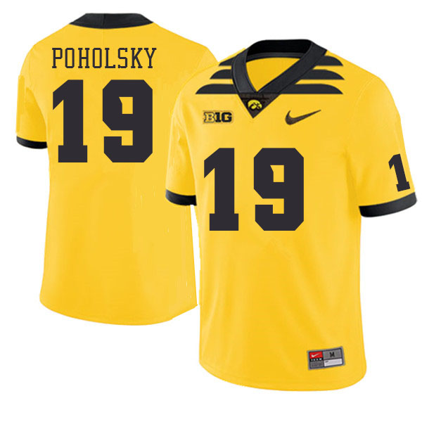 Men #19 Tommy Poholsky Iowa Hawkeyes College Football Jerseys Stitched Sale-Gold - Click Image to Close